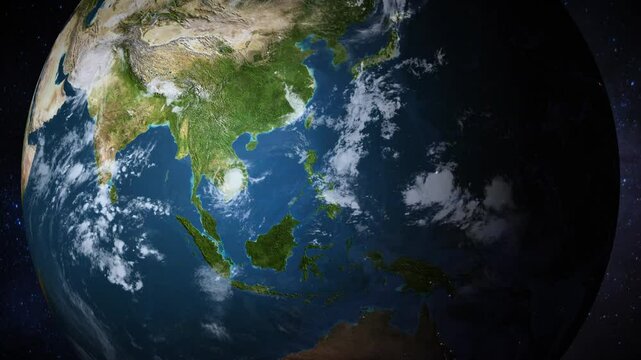 4K Earth Zoom out from Philippines to see the Earth from space. Texture map courtesy of NASA.