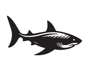 Shark vector silhouettes, sharks in silhouette vector set or silhouette of fishes,