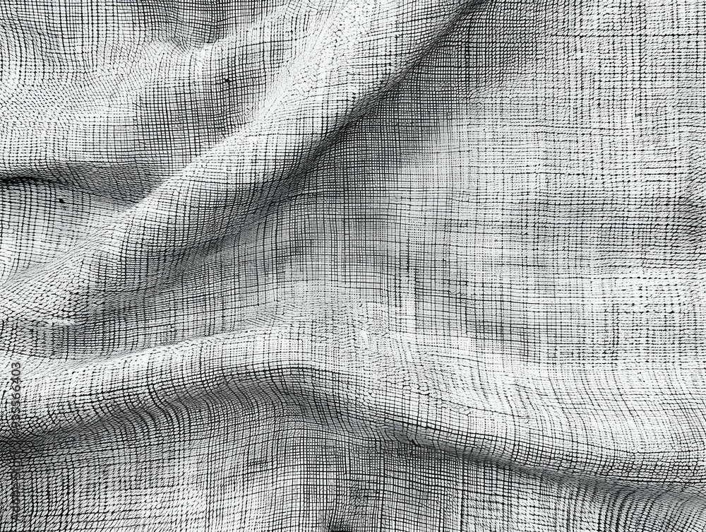 Poster textured gray fabric with a subtle grid pattern draped elegantly on a surface in a well-lit setting
