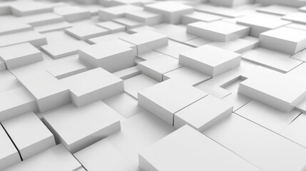 Abstract White Cubes - 3D Rendered Geometric Shapes, Minimalist, White, Texture, Abstract Art
