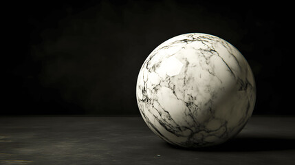 Fototapeta premium Bocce ball with polished marble-like surface on black background