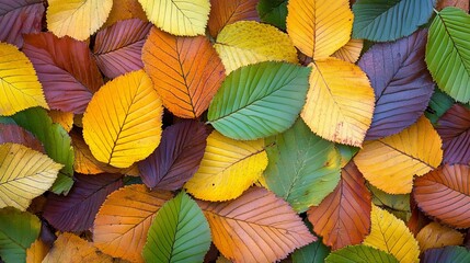 Autumn Leaf Mosaic A Close-Up of Vibrant Colors and Textures, fall foliage, leaf patterns, nature, autumn colors