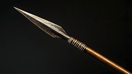 Javelin tip and handle with spear-like point and grip, isolated on black background