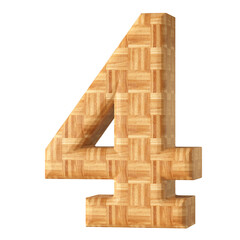Wooden 3D Number 4