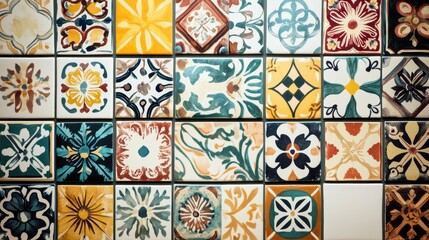 Colorful Floral Tile Pattern, Tile Design, Ceramic Tile, Decorative Tiles, Mosaic Pattern