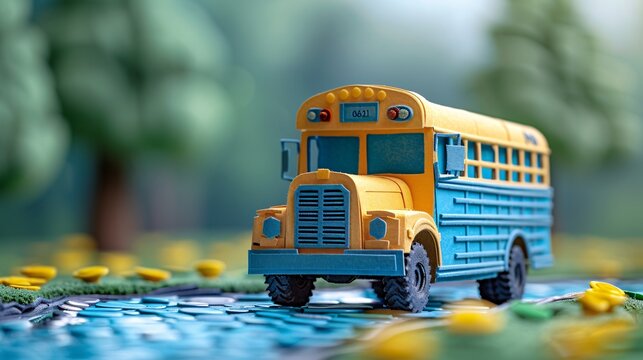 School Bus Paper Cutout with Educational Software for Mobile Learning Opportunities