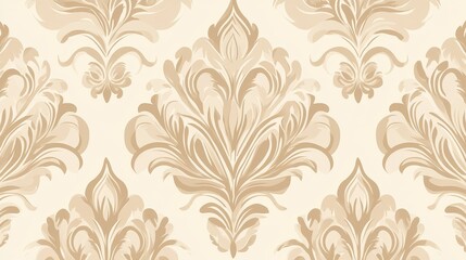 Elegant Floral Damask Pattern in Beige Tones, damask, wallpaper, pattern, vintage
