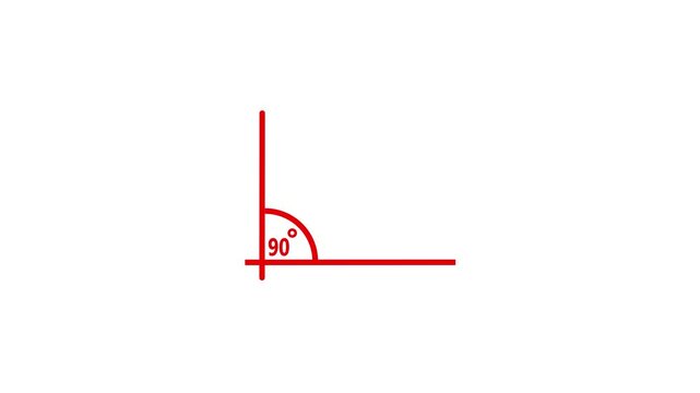 90 degree angle. Icon of 90 degree. Acute angle. Symbol for measure and math isolated icon animation.