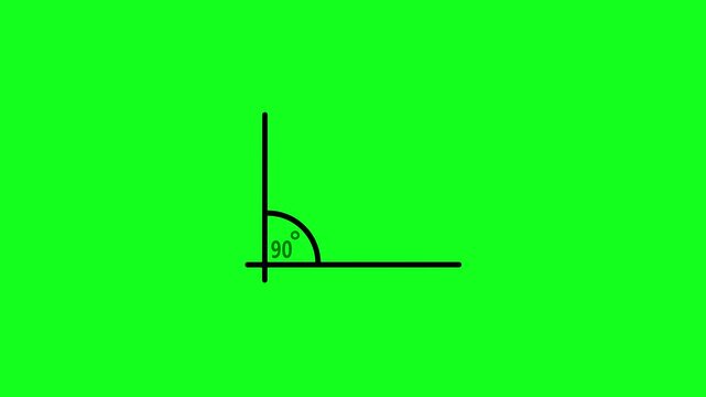 90 degree angle. Icon of 90 degree. Acute angle. Symbol for measure and math isolated icon animation.