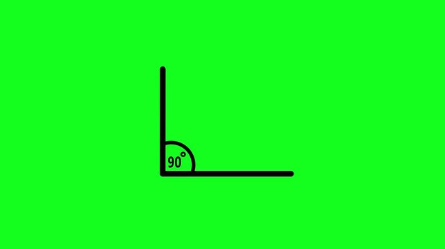 90 degree angle. Icon of 90 degree. Acute angle. Symbol for measure and math isolated icon animation.