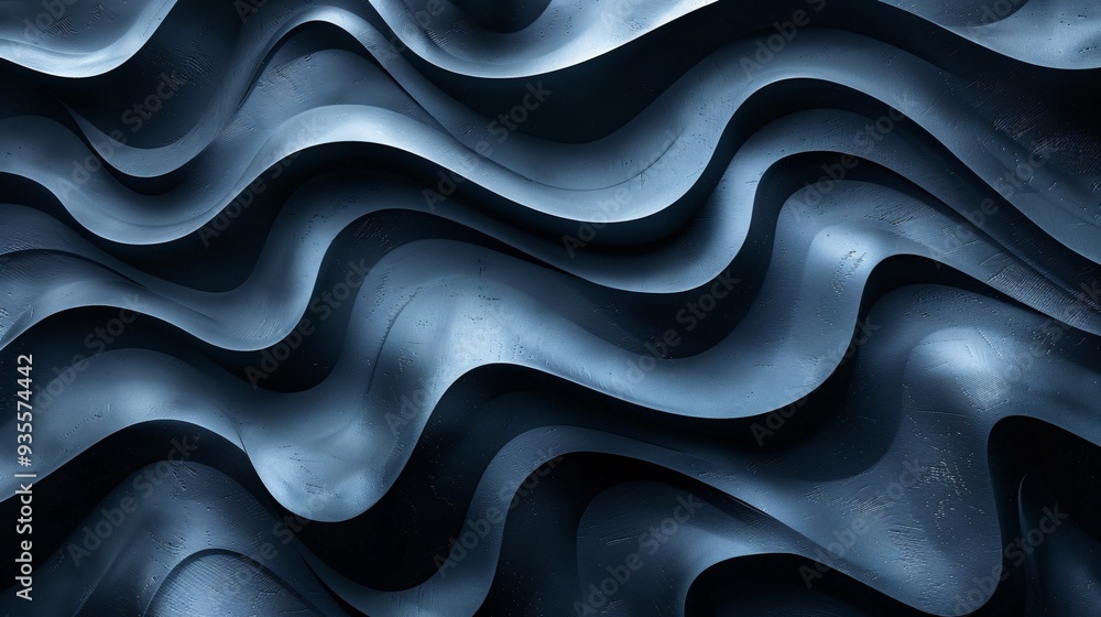 Poster serene minimalist origami waves: abstract monochromatic curves in calmality