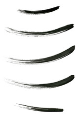Abstract black brush stroke set transparent png