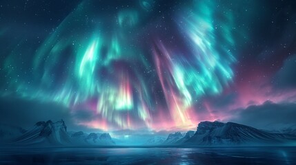 Enchanting Display of Northern Lights in the Night Sky