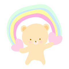cute bear holding rainbow 