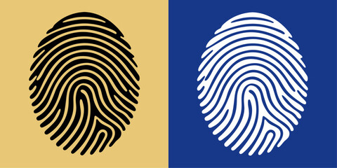 two white and black fingerprints, vector illustration