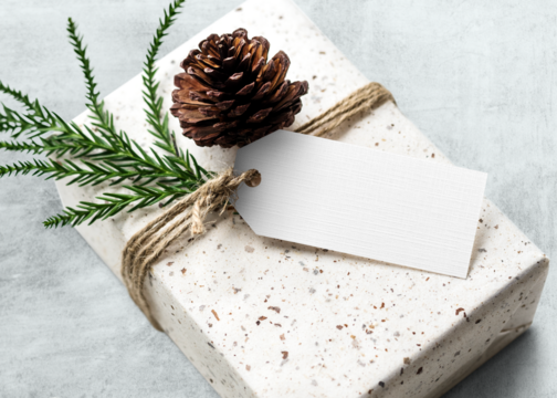 Christmas png gift tag mockup