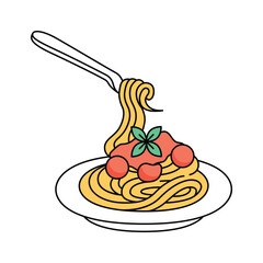Italian food, dinner, plate of spaghetti vector design in modern style