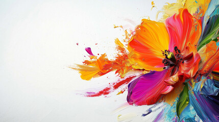 Colorful field with flowers theme on white background, concept flower background.