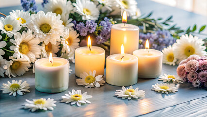 Burning Candles in a Relaxing Spa Environment