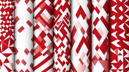 Obraz premium Red and White Geometric Patterns Abstract, Modern Design, Graphic , Geometric Shapes, Minimalist , Abstract Art , Wall Art