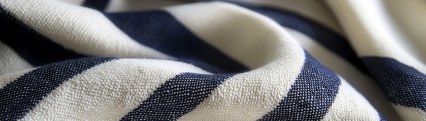 Striped Fabric Texture Close-Up, macro photography, fabric texture, white and blue stripes, textile design