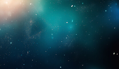 Fototapeta premium Abstract blue background with white speckles and blurred light.