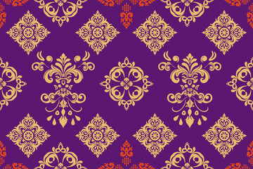 Abstract fabric pattern design, purple, yellow, non-abstract flower, hole pattern design for fabric pattern, pants, pillows, blankets and more.