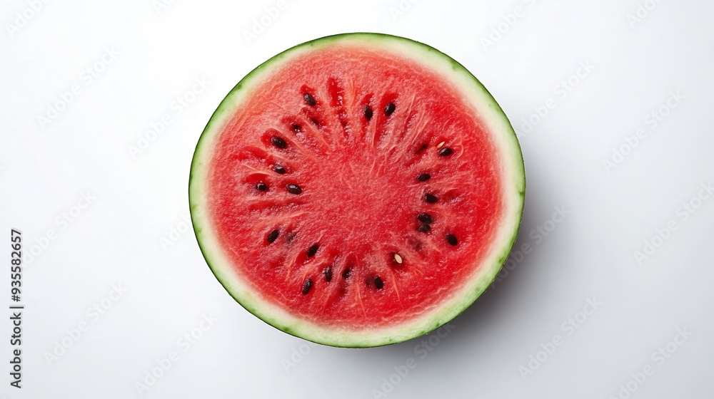 Poster red seedless watermelon isolated on white background top view flat lay : generative ai