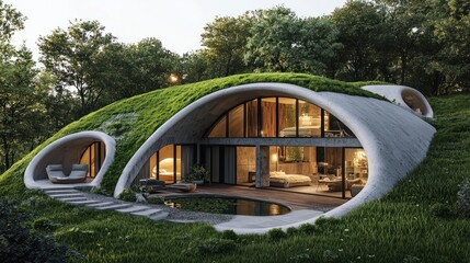 Futuristic Eco-Living: Stylish Sustainable Underground Home Design