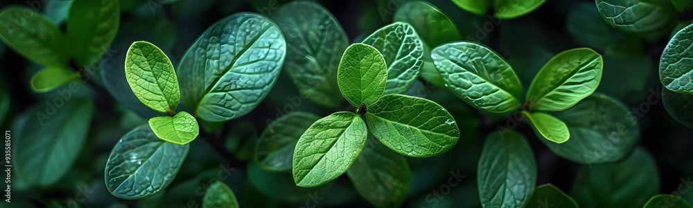 Canvas Prints green leaves of blueberry.