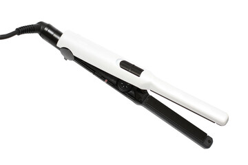 White and black color hair straightener isolated on white background