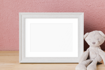 Picture frame png mockup, kids room decor, transparent design
