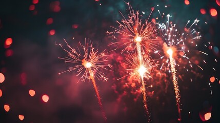 Fototapeta premium 9. A traditional New Year is Eve party with fireworks lighting up the night sky