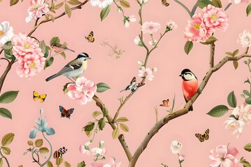 Beautiful Japanese cherry blossom pattern background for spring floral design