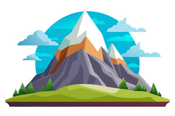 Majestic Mountain Peak with Snowy Summit and Lush Foliage