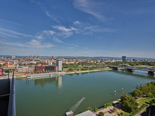 Blick auf den Rhein zwischen Ludwigshafen und Mannheim