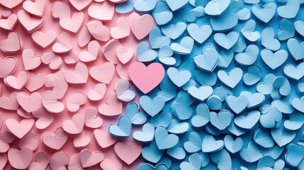 Fototapeta premium Blue and pink heart shapes 