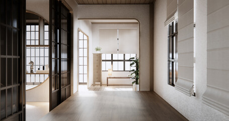 Modern japan room wooden floor on wall design.
