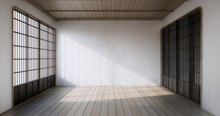 Modern japan room wooden floor on wall design.