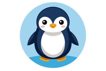 Fototapeta premium Cartoon Illustration of a Penguin on a Blue Background