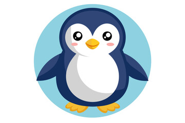 Fototapeta premium Cartoon Illustration of a Cute Penguin with Big Eyes
