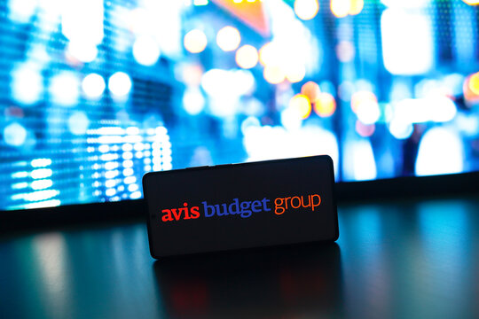 August 23, 2024, Paraguay. In this photo illustration, the Avis Budget Group, Inc. logo is displayed on a smartphone screen.