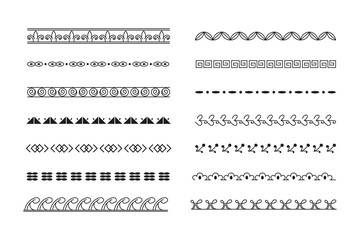 Obraz premium Ancient Tribal Asian Ceramic pattern, Decorative borderline set 