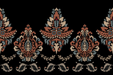 Motifs African boho paisley Floral embroidery Ikat pattern border. Ethnic ikat floral Ethnic Indian Pattern Ikat pattern Ethnic Pattern.Border indian floral Aztec embroidery border seamless patterns.