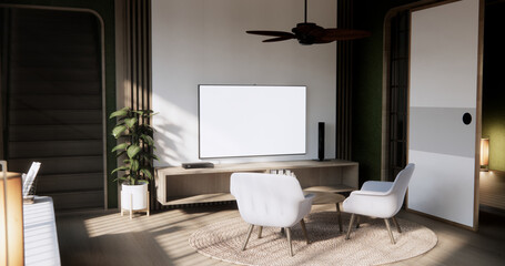 Cabinet wall in living room interior modern minimalist style.
