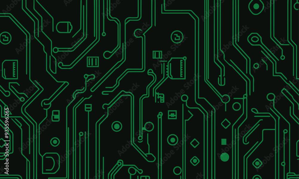 Poster electronic digital banner circuit board technology pattern background isolated vector