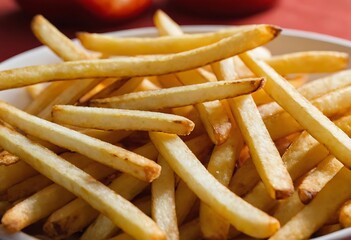 Delicious tasty French fries with ketchup