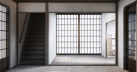 Modern japan room wooden floor on wall design.