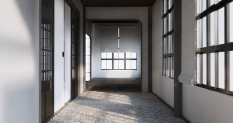 Modern japan room wooden floor on wall design.