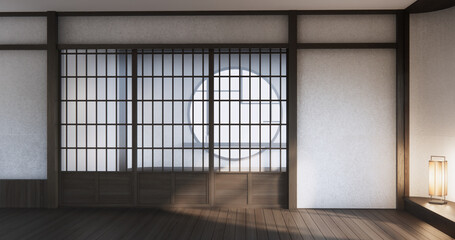 Modern japan room wooden floor on wall design.